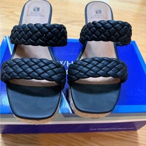 White Mountain Black Braided Women's Sandals